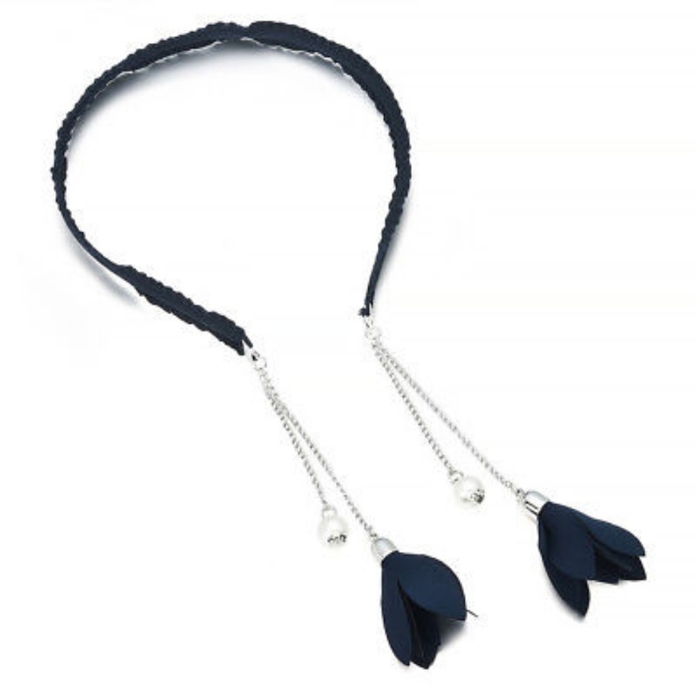 Navy Pearl Earring Headband